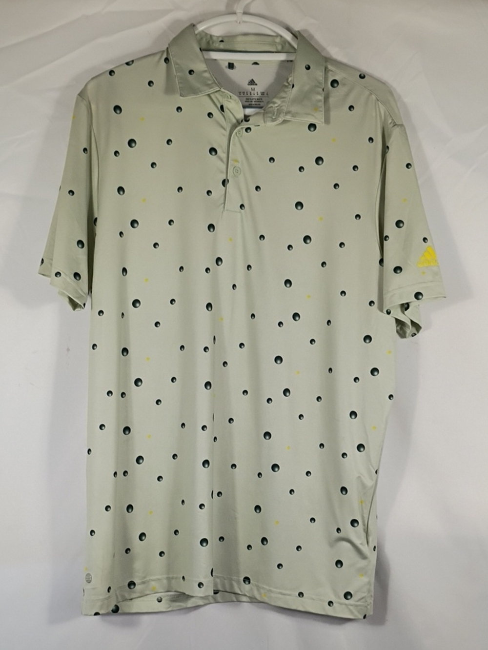 EUC Adidas Mens Standard ULT Allover Print Golf Polo Shirt Linen Green Sz Med